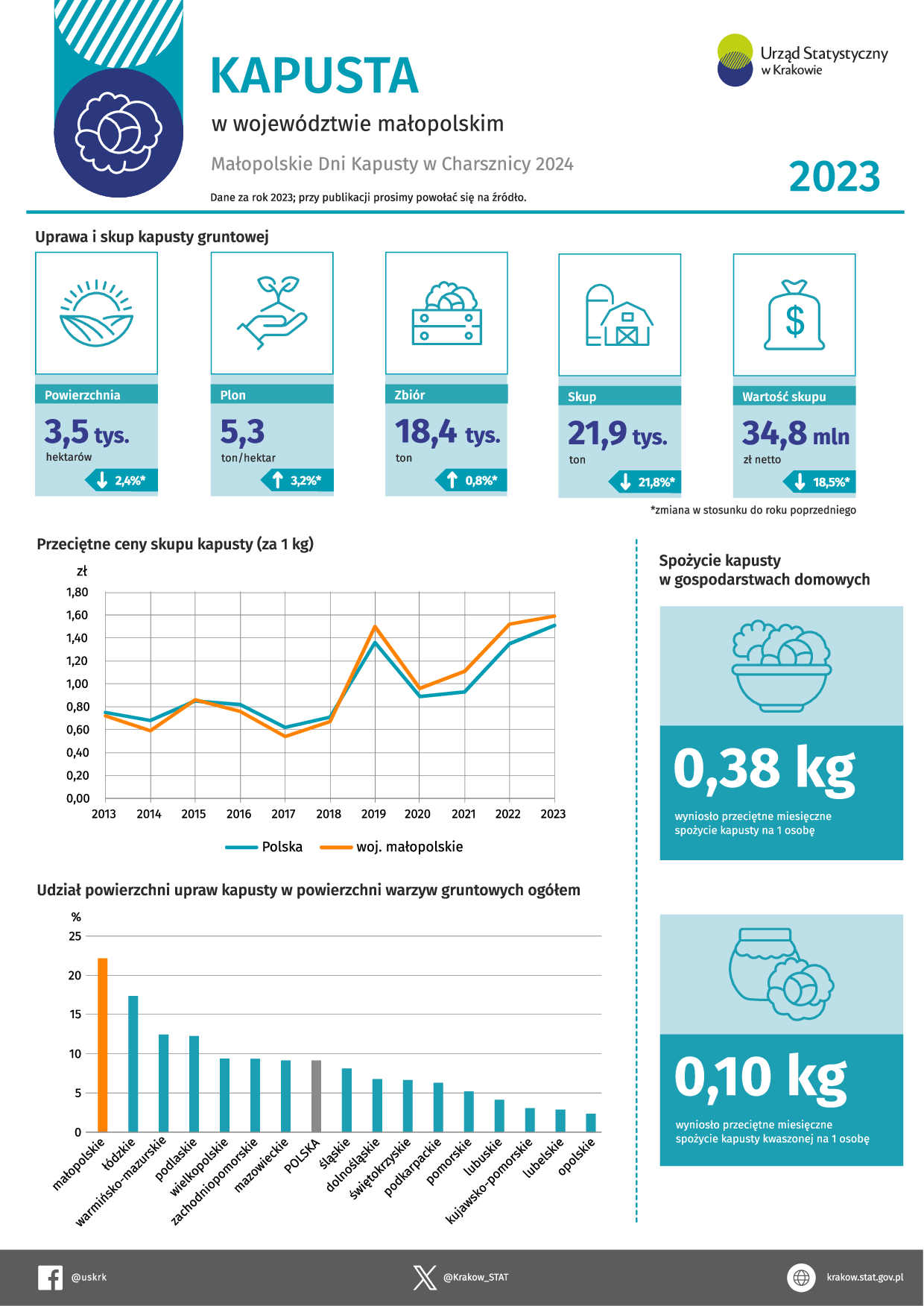 Uprawa i spożycie kapusty w woj. małopolskim w 2023 r. – infografika z okazji Małopolskich Dni Kapusty