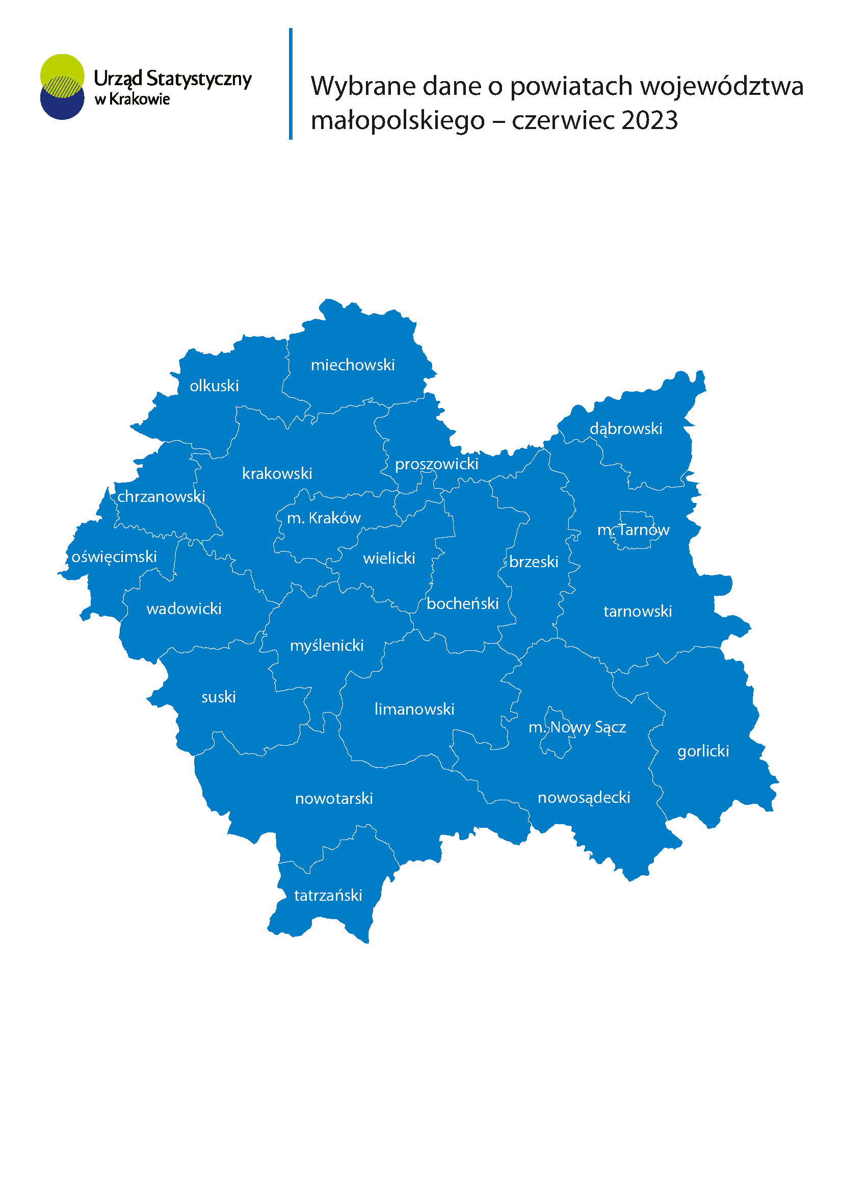 Wybrane dane o powiatach województwa małopolskiego - czerwiec 2023