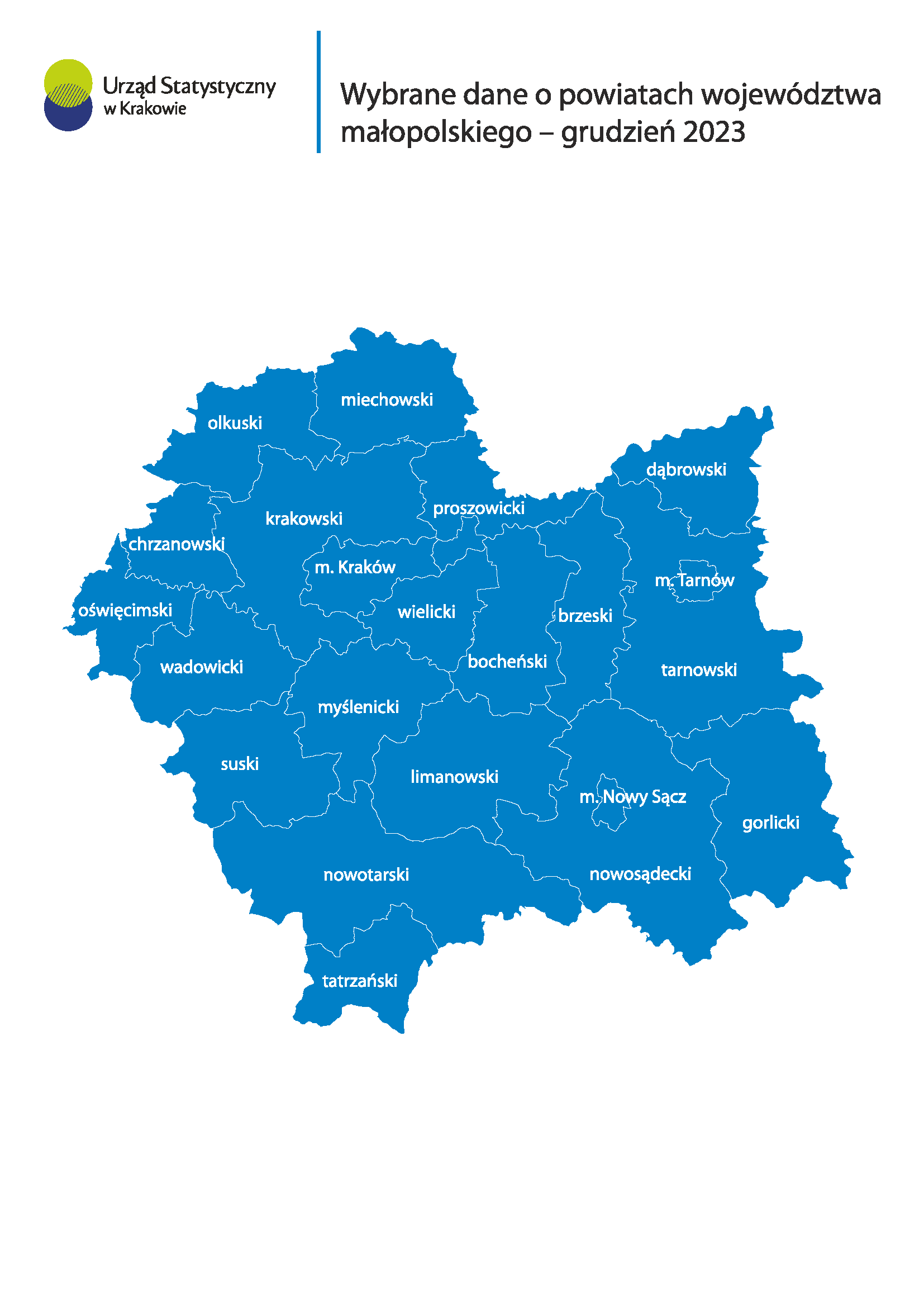 Wybrane dane o powiatach województwa małopolskiego - grudzień 2023