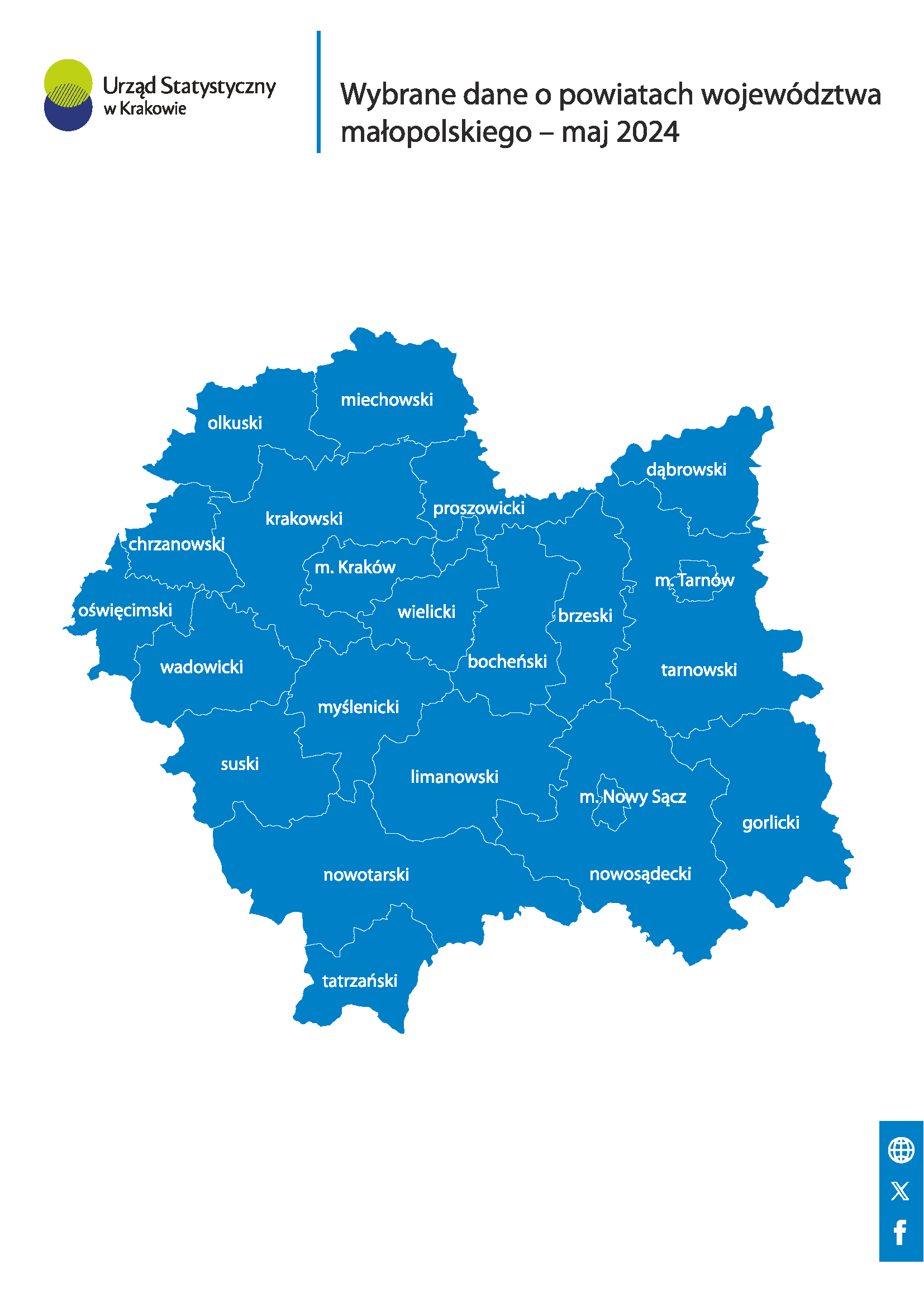 Wybrane dane o powiatach województwa małopolskiego - maj 2024