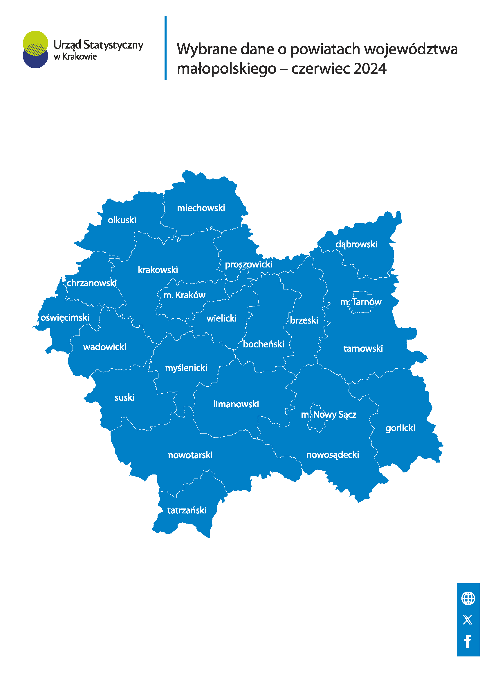 Wybrane dane o powiatach województwa małopolskiego - czerwiec 2024