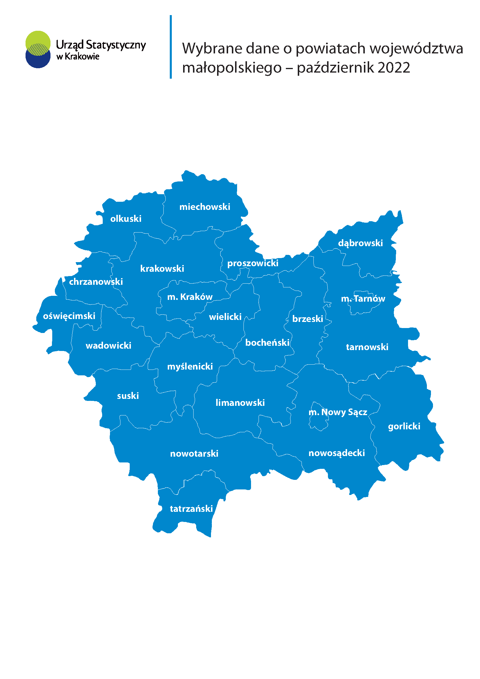 Wybrane dane o powiatach województwa małopolskiego - październik 2022