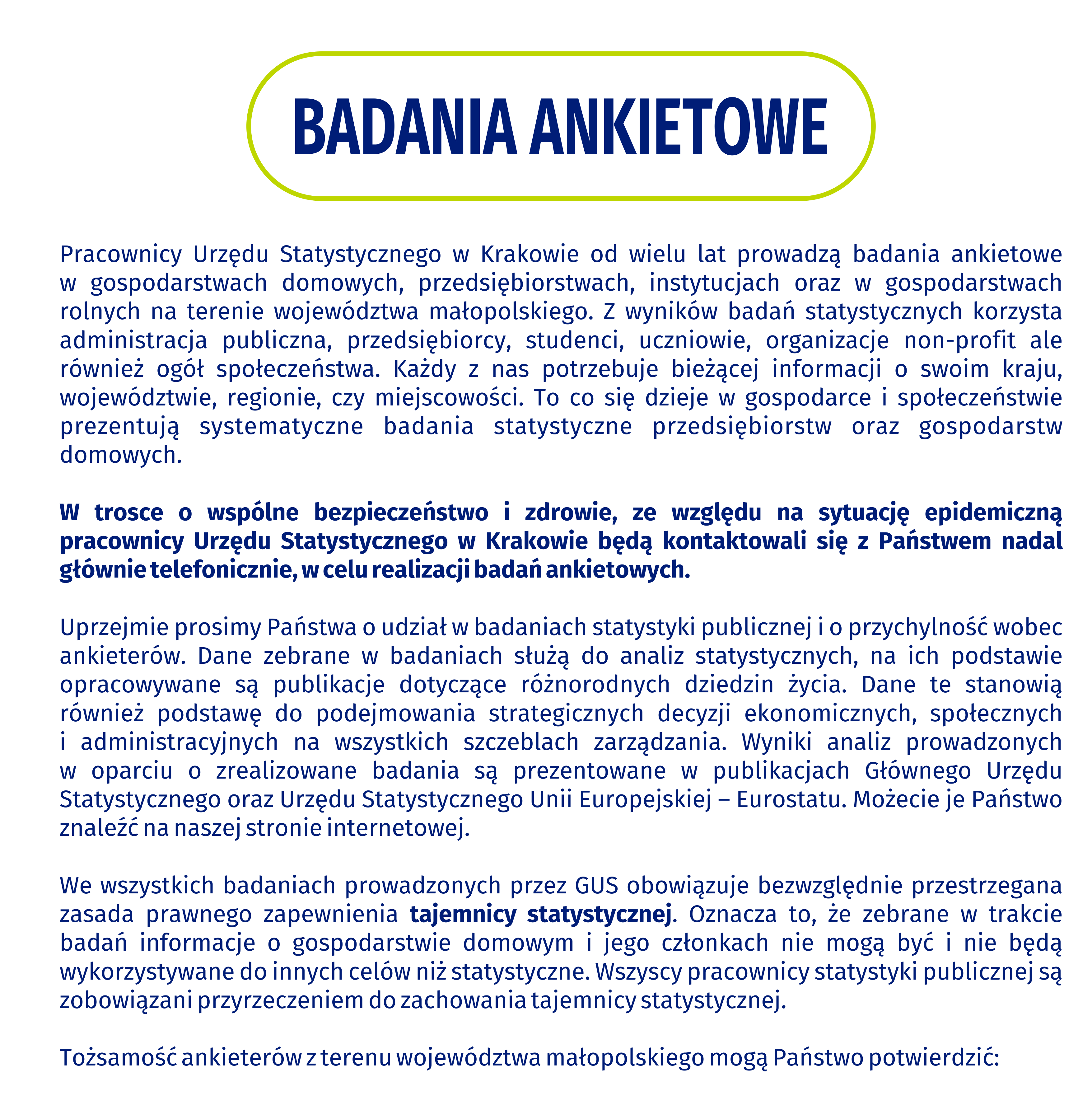 Informacja ogólna o badaniach ankietowych