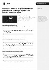 Koniunktura gospodarcza, opinie formułowane przez jednostki z siedzibą w województwie małopolskim – lipiec 2019 r.