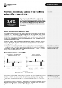 Aktywność ekonomiczna ludności w województwie małopolskim - I kwartał 2020 r.