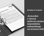 Komunikat o sytuacji społeczno-gospodarczej województwa małopolskiego we wrześniu 2020 r. Foto