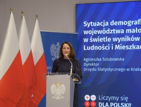 Przemawiająca Dyrektor Urzędu Statystycznego w Krakowie Agnieszka Szlubowska